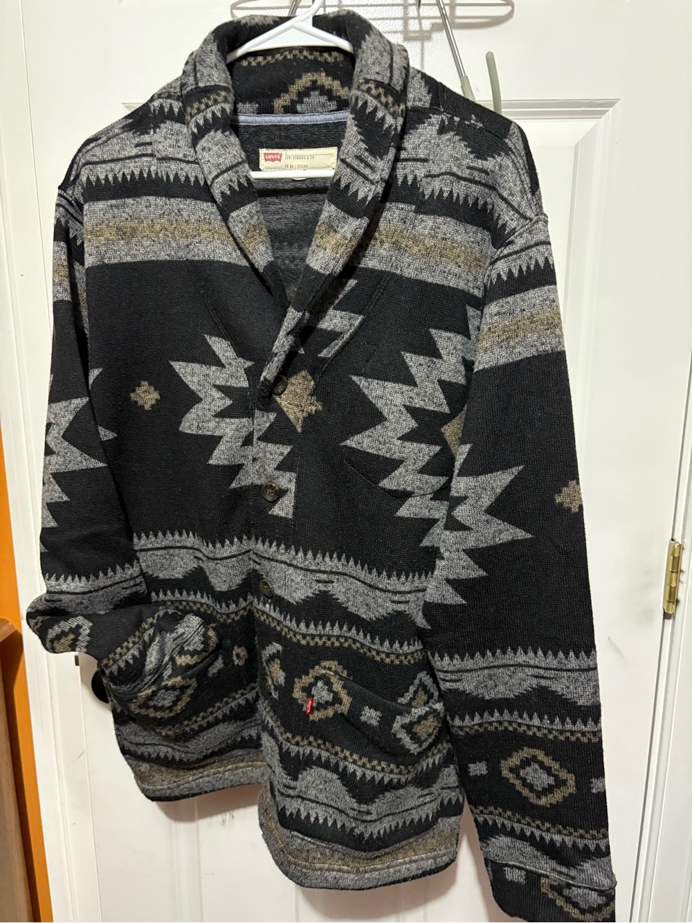 Levi's Black, Gray & Tan Shawl Collar Knit Cardigan